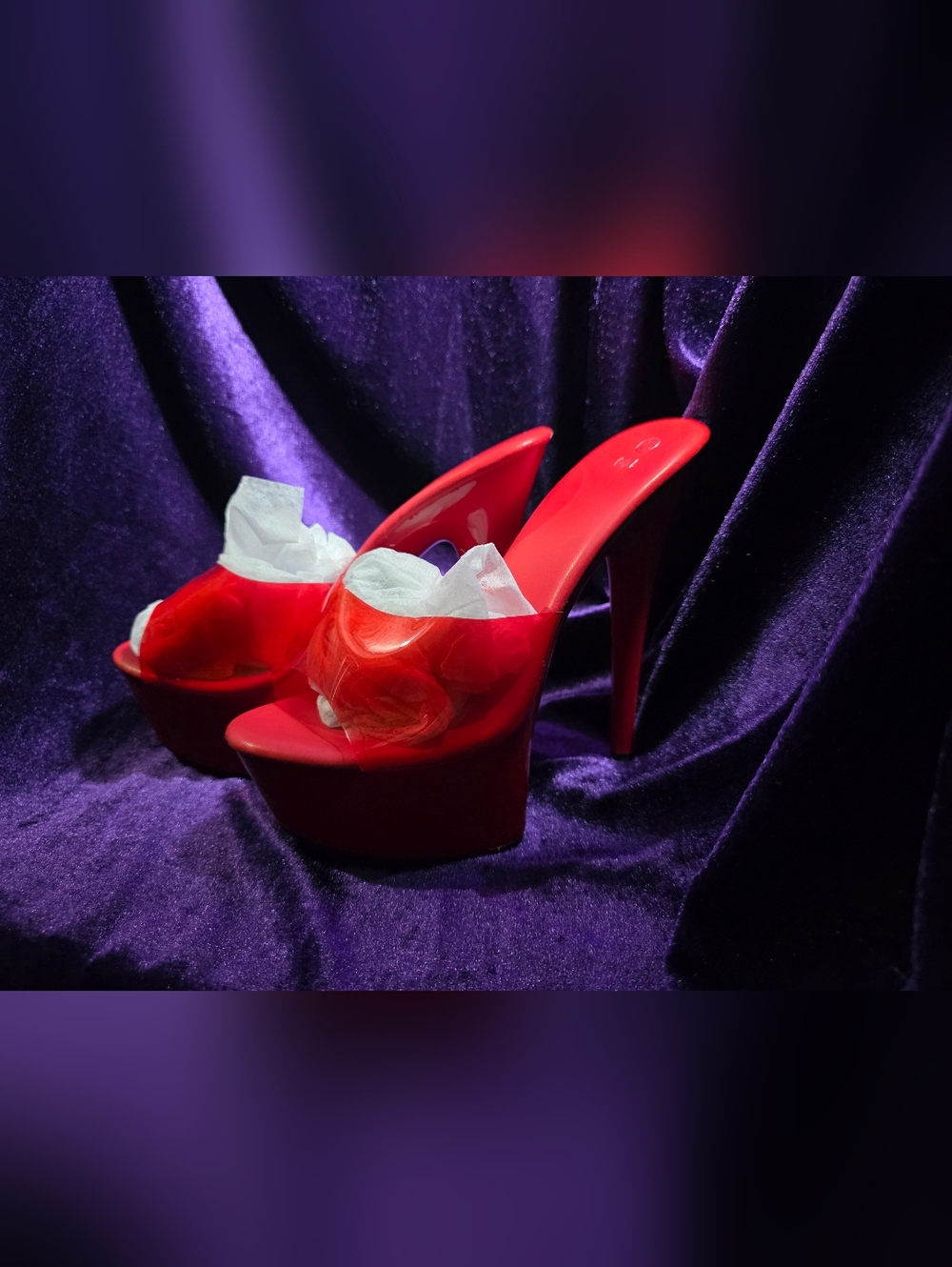 Bold Red Patent Platform Mules for Women